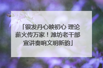 银发丹心映初心 理论薪火传万家！潍坊老干部宣讲奏响文明新韵