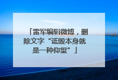 雷军编辑微博，删除文字“诋毁本身就是一种仰望”