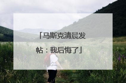 马斯克清晨发帖：我后悔了