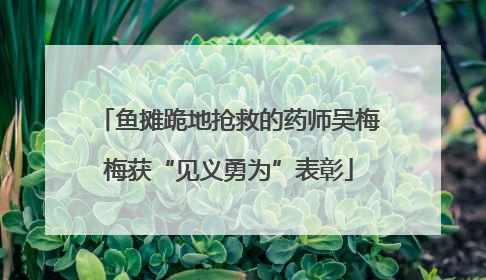 鱼摊跪地抢救的药师吴梅梅获“见义勇为”表彰