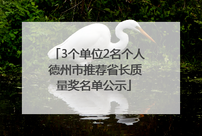 3个单位2名个人 德州市推荐省长质量奖名单公示